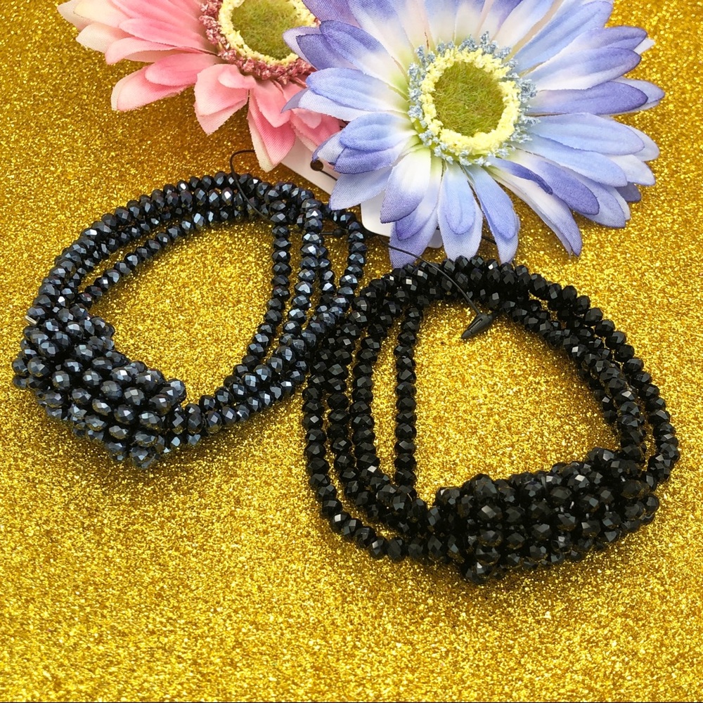 🍀 Faceted Glass Bead Stretch Bracelet